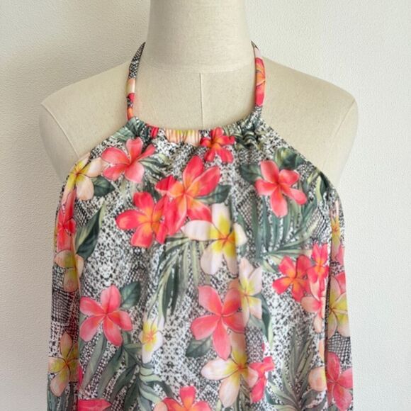 Coco Reef NWT Tropical Floral Mesh Halter Tankini Swim Top Size 38D - Picture 3 of 16